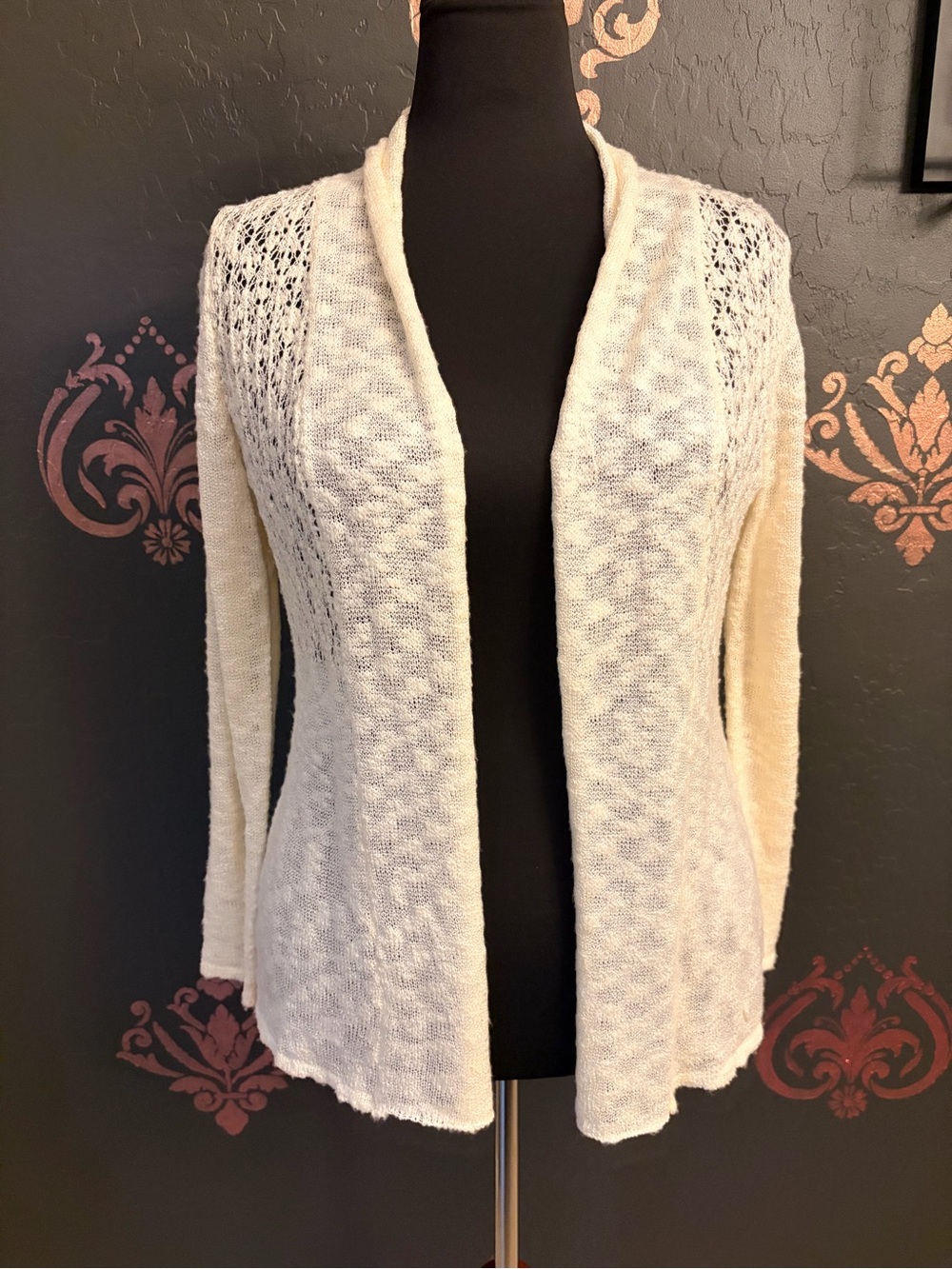 Belldini Cream Open-Front Knit Cardigan